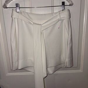 Elegant Cream Tie-Front Mini Shorts